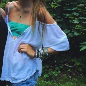 cold shoulder white blouse